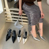 LBSFY  - Pointed Toe Women Sandals Silver Black White 2024 New Arrivals Fashion Dress Shoes Stiletto Party Pumps Sexy Stiletto Pumps